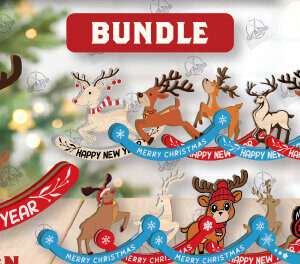 Intra απο ξύλο plywood 3mm-4mm πάχος – Χριστουγεννιάτικα στολίδια Rocking Reindeer Δίασταση  20x20 cm INTRAFABR-110201809