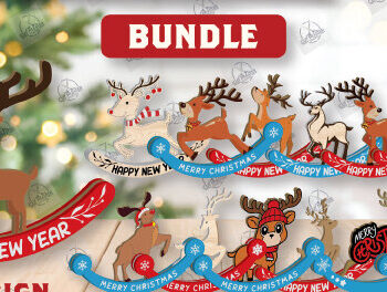 Intra απο ξύλο plywood 3mm-4mm πάχος – Χριστουγεννιάτικα στολίδια Rocking Reindeer Δίασταση  20x20 cm INTRAFABR-110201809 - Image 1