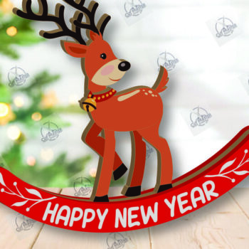 Intra απο ξύλο plywood 3mm-4mm πάχος – Χριστουγεννιάτικα στολίδια Rocking Reindeer Δίασταση  20x20 cm INTRAFABR-110201809 - Image 9