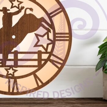 Intra απο ξύλο plywood 3mm-4mm πάχος – Ρολόι τοίχου Rodeo Bull Rider Κοπή λέιζερ Δίασταση  40x30 cm INTRAFABR-95822749 - Image 1