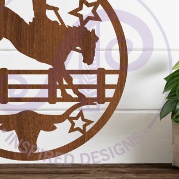 Intra απο ξύλο plywood 3mm-4mm πάχος – Rodeo Horse Rider Sign Δίασταση  40x30 cm INTRAFABR-102086324 - Image 1