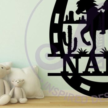 Intra απο ξύλο plywood 3mm-4mm πάχος – Rodeo Horse Shoe Sign Name Δίασταση 40x30 cm INTRAFABR-100425977 - Image 2