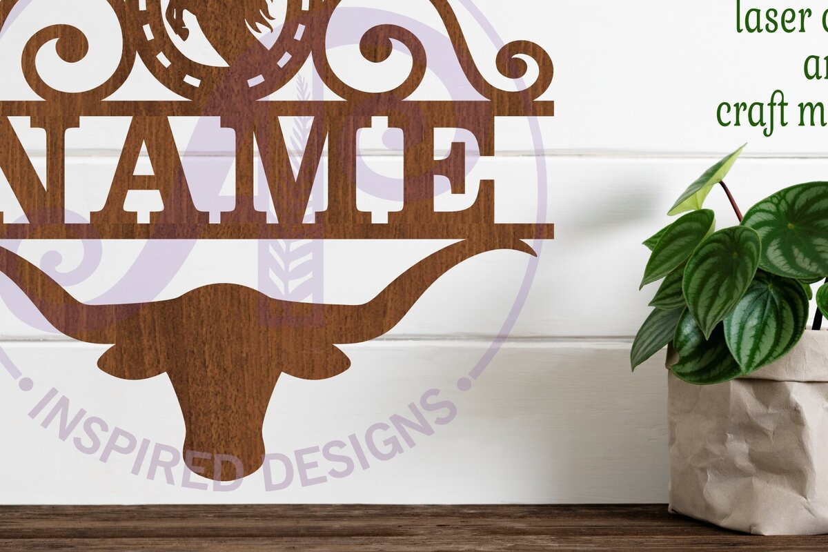 Intra απο ξύλο plywood 3mm-4mm πάχος – Rodeo Long Horn Σήμα ονόματος Δίασταση  20x20 cm INTRAFABR-100584674