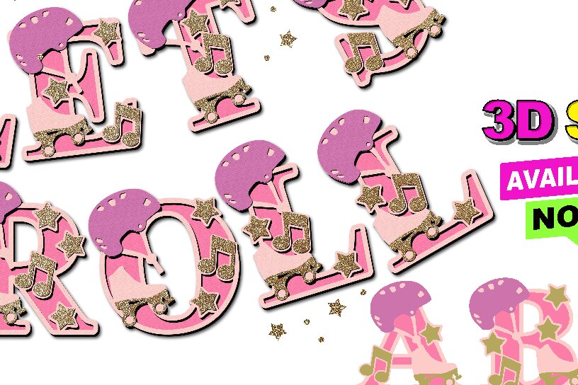 Intra απο ξύλο plywood 3mm-4mm πάχος – Roller Skates Alphabet 3D Δίασταση  20x20 cm INTRAFABR-108325606