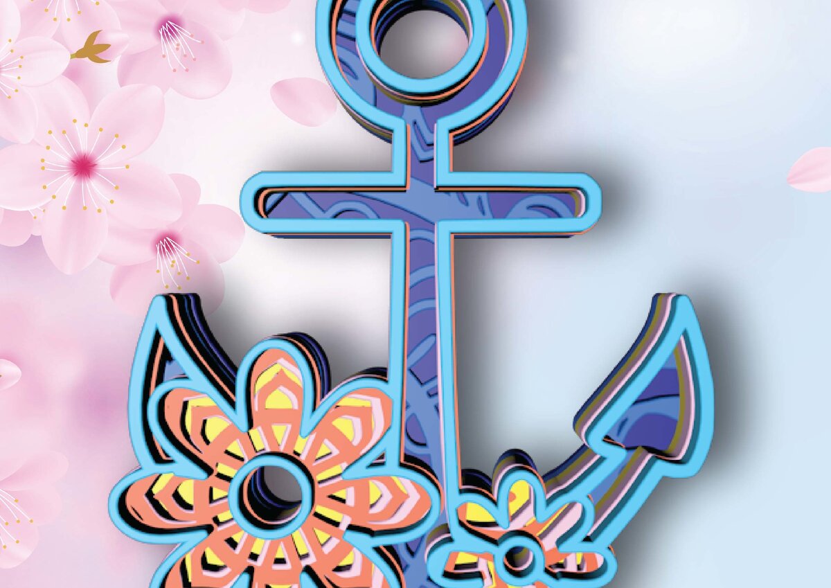 Intra απο ξύλο plywood 3mm-4mm πάχος – Ρομαντική Άγκυρα , 6 στρώσεων Δίασταση  20x20 cm INTRAFABR-30520810