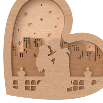 Intra απο ξύλο plywood 3mm-4mm πάχος – Romantic City Heart Δίασταση 20x20 cm INTRAFABR-111740624 - Image 1