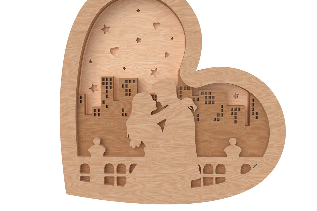 Intra απο ξύλο plywood 3mm-4mm πάχος – Romantic City Heart Δίασταση  20x20 cm INTRAFABR-111740624
