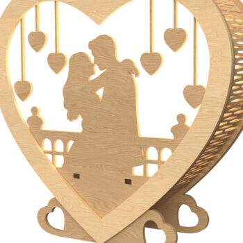 Intra απο ξύλο plywood 3mm-4mm πάχος – Romantic Couple Heart Lantern Δίασταση 20x20 cm INTRAFABR-113312054 - Image 1