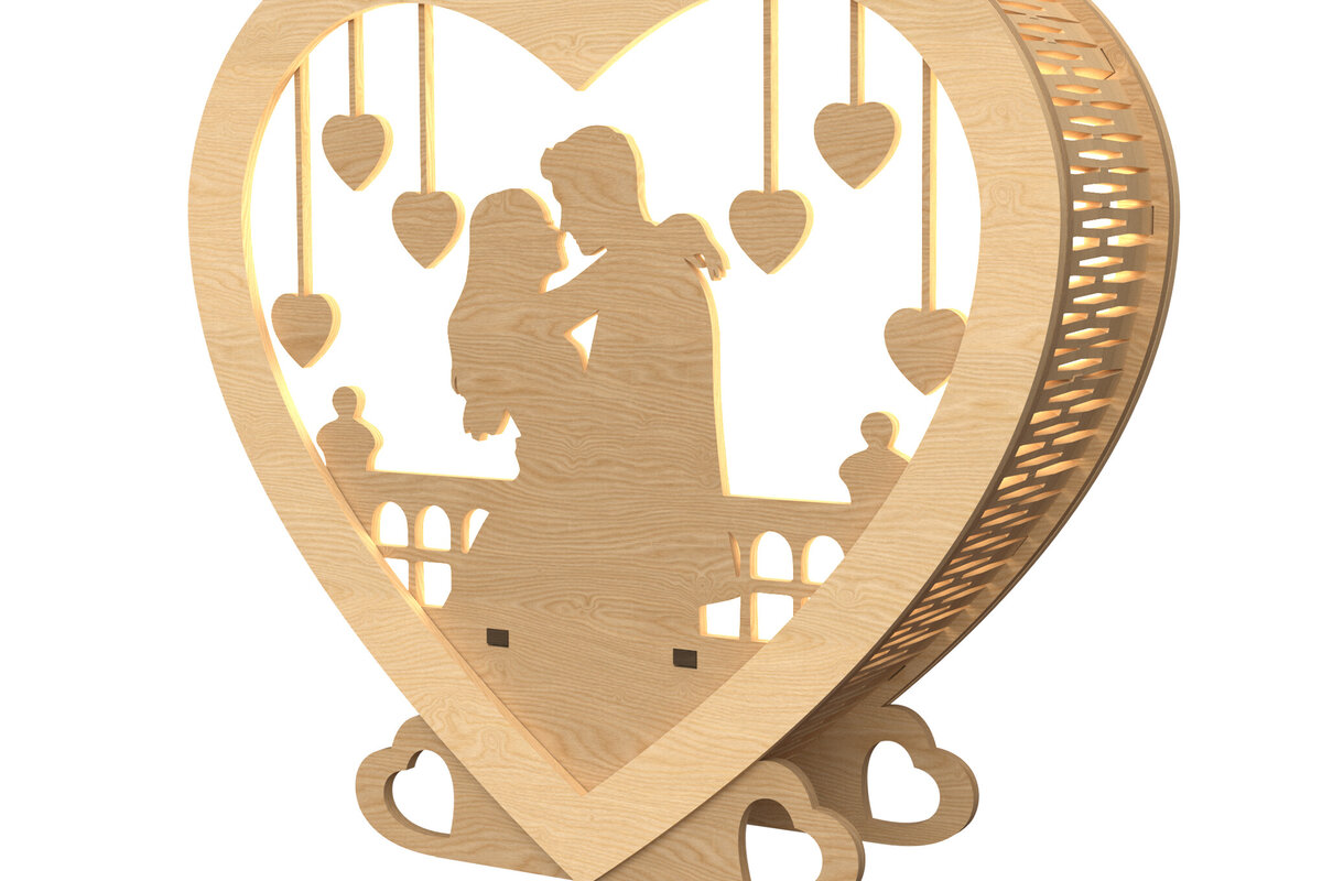 Intra απο ξύλο plywood 3mm-4mm πάχος – Romantic Couple Heart Lantern Δίασταση  20x20 cm INTRAFABR-113312054