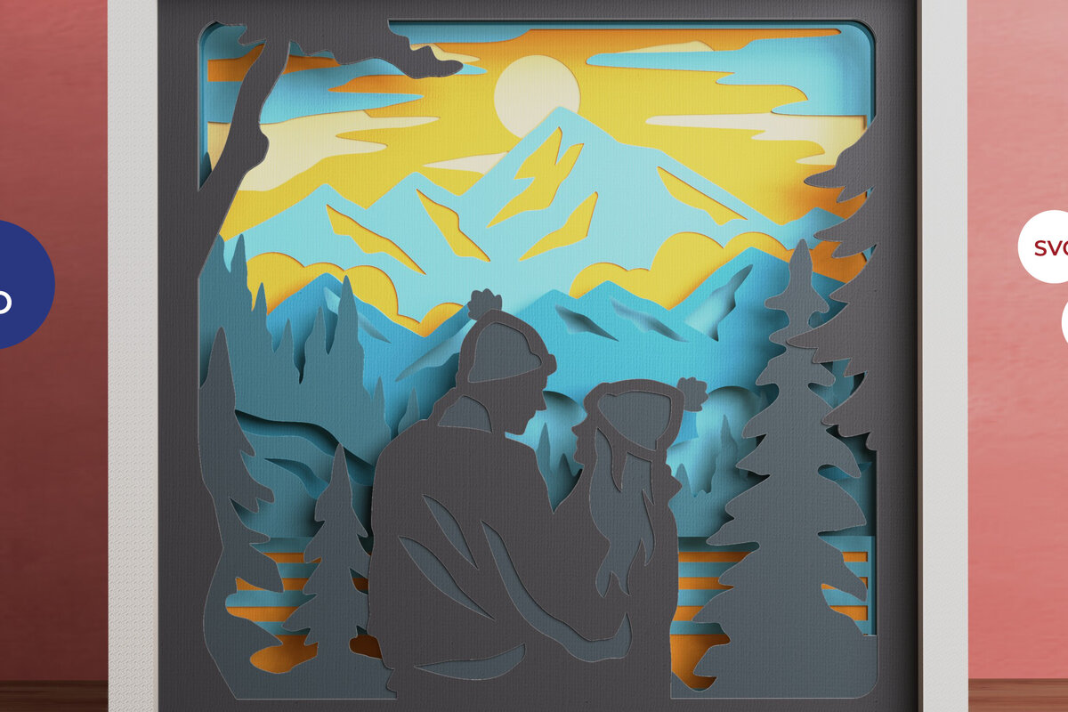 Intra απο ξύλο plywood 3mm-4mm πάχος – Ρομαντικό ζευγάρι στο πλαίσιο σκιών του χειμερινού δάσους Δίασταση  20x20 cm INTRAFABR-85816795