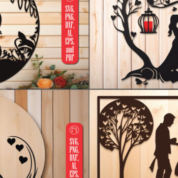 Intra απο ξύλο plywood 3mm-4mm πάχος – Ρομαντική δέσμηCouple Δίασταση  20x20 cm INTRAFABR-86408893 - Image 1