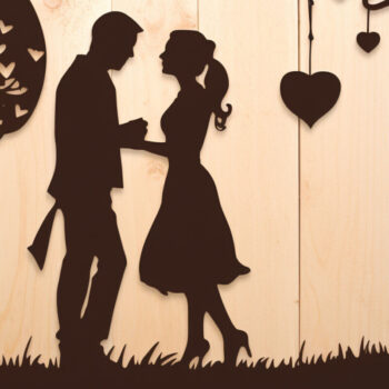 Intra απο ξύλο plywood 3mm-4mm πάχος – Ρομαντικό Ζευγάρι Δίασταση 20x20 cm INTRAFABR-86405060 - Image 1