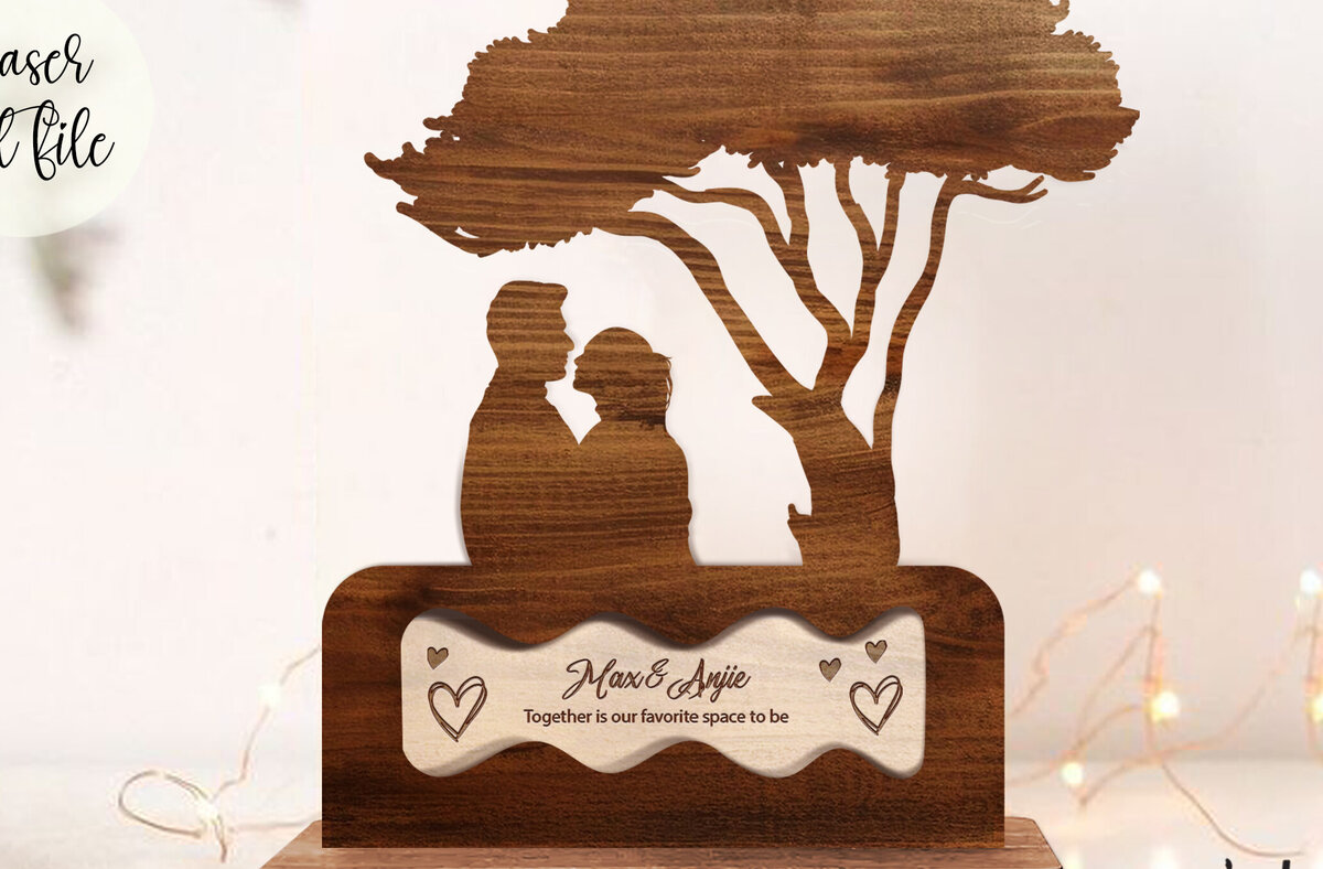 Intra απο ξύλο plywood 3mm-4mm πάχος – Romantic Couple, Ready Δίασταση  20x20 cm INTRAFABR-88401753
