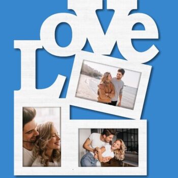 Intra απο ξύλο plywood 3mm-4mm πάχος – Ρομαντική οικογενειακή κορνίζα "Love" Laser Δίασταση  20x20 cm INTRAFABR-119664887 - Image 1