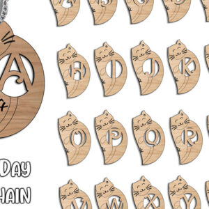 Intra απο ξύλο plywood 3mm-4mm πάχος – Ρομαντικό γράμμα Q Love Keychain Cat Δίασταση  5x5 cm INTRAFABR-113483247