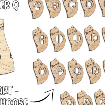 Intra απο ξύλο plywood 3mm-4mm πάχος – Ρομαντικό γράμμα Q Love Keychain Cat Δίασταση  5x5 cm INTRAFABR-113483247 - Image 2