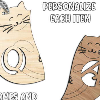 Intra απο ξύλο plywood 3mm-4mm πάχος – Ρομαντικό γράμμα Q Love Keychain Cat Δίασταση  5x5 cm INTRAFABR-113483247 - Image 3