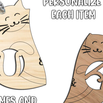 Intra απο ξύλο plywood 3mm-4mm πάχος – Ρομαντικό γράμμα U Love Keychain Cat Δίασταση 5x5 cm INTRAFABR-113525277 - Image 3