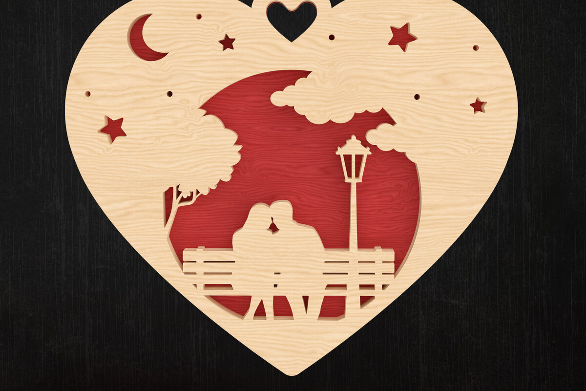 Intra απο ξύλο plywood 3mm-4mm πάχος – Σχεδιασμός Ρομαντικής Νυχτερινής Καρδιάς Δίασταση 20x20 cm INTRAFABR-113317270