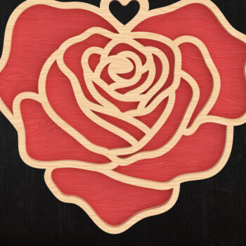 Intra απο ξύλο plywood 3mm-4mm πάχος – Ρομαντικό  Rose Valentine Δίασταση  20x20 cm INTRAFABR-113314502 - Image 1