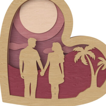 Intra απο ξύλο plywood 3mm-4mm πάχος – Ρομαντικό ηλιοβασίλεμα καρδιά Ξύλινη διακόσμηση Δίασταση  20x20 cm INTRAFABR-111650645 - Image 1