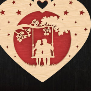 Intra απο ξύλο plywood 3mm-4mm πάχος – Ρομαντικό  Heart Swing Δίασταση  20x20 cm INTRAFABR-113317238