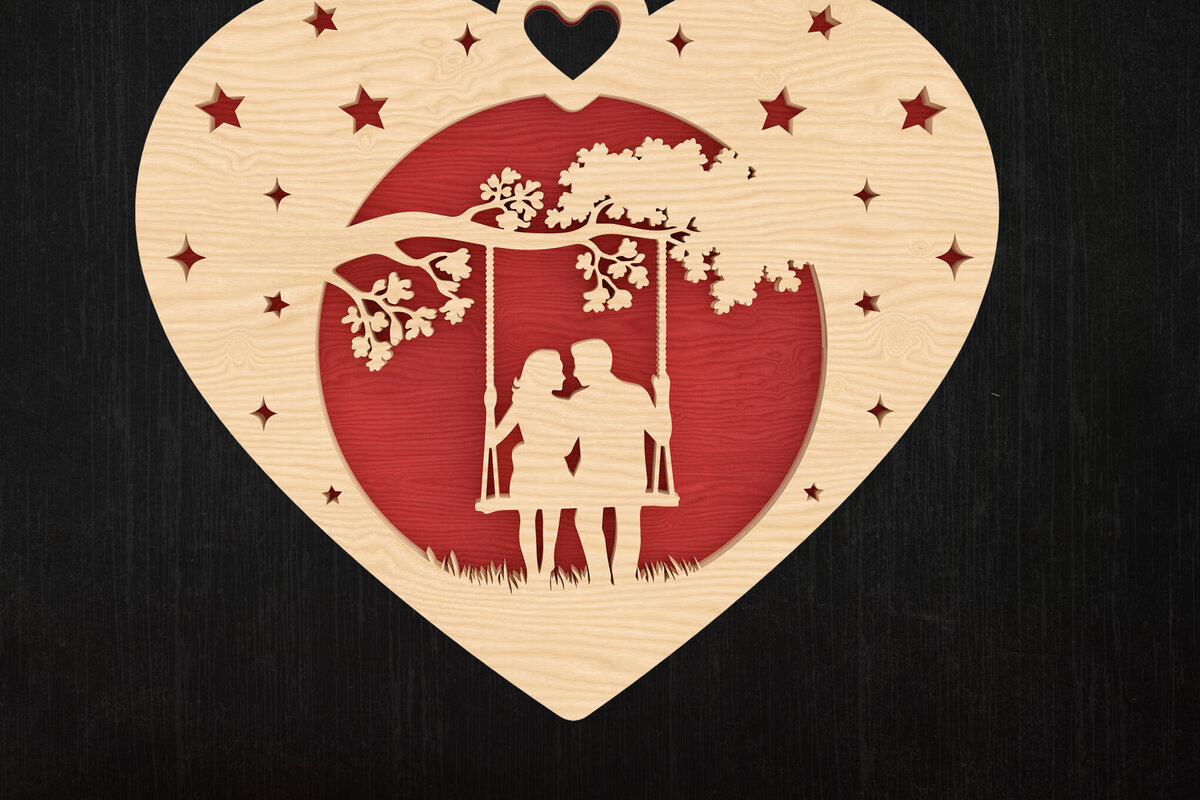 Intra απο ξύλο plywood 3mm-4mm πάχος – Ρομαντικό  Heart Swing Δίασταση  20x20 cm INTRAFABR-113317238