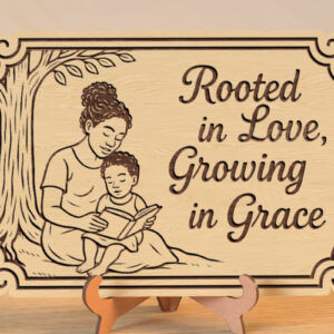 Intra απο ξύλο plywood 3mm-4mm πάχος – Rooted in Love – Mom Quote Sign Δίασταση 40x30 cm INTRAFABR-120588681