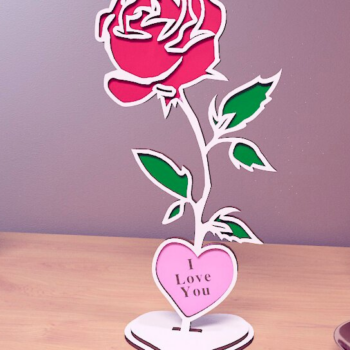 Intra απο ξύλο plywood 3mm-4mm πάχος – Τριαντάφυλλο κοπής με λέιζερ, δώρο, στολίδι. Δίασταση 20x20 cm INTRAFABR-120511500 - Image 2