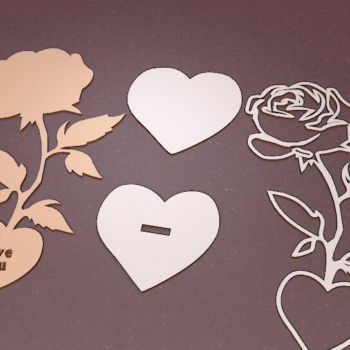 Intra απο ξύλο plywood 3mm-4mm πάχος – Τριαντάφυλλο κοπής με λέιζερ, δώρο, στολίδι. Δίασταση 20x20 cm INTRAFABR-120511500 - Image 3