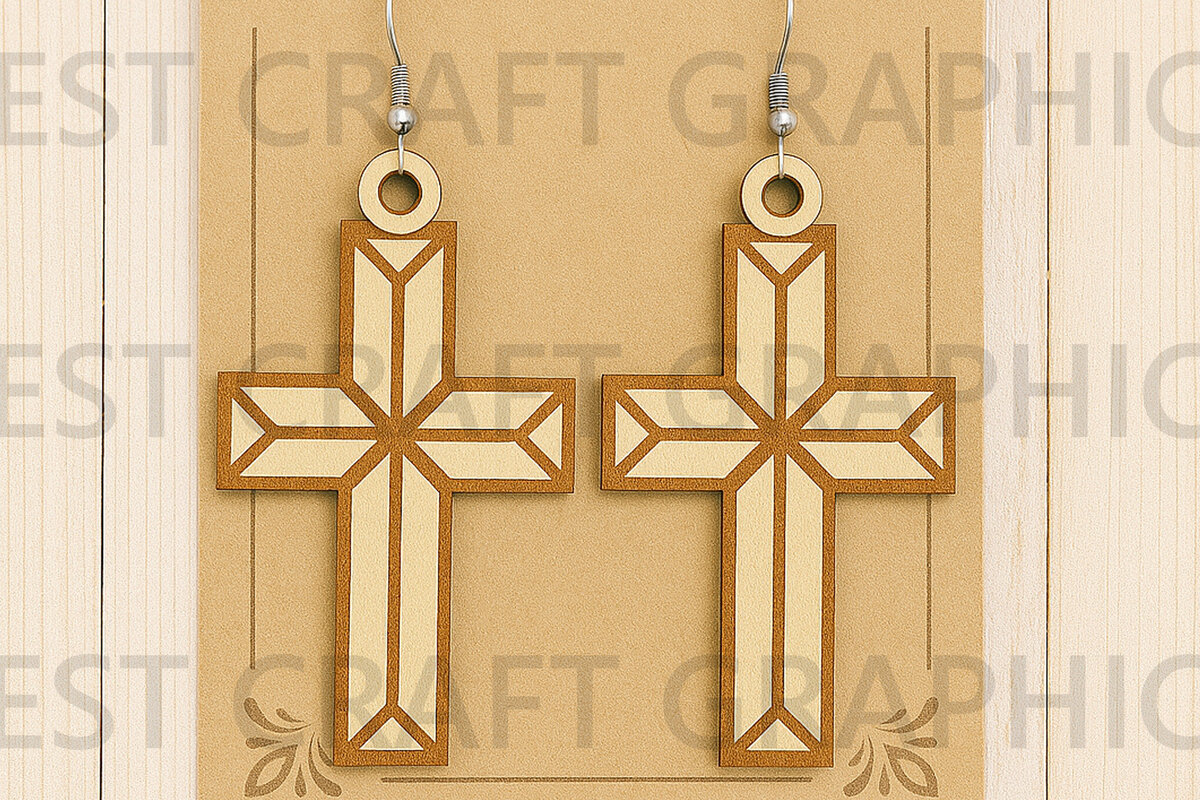 Intra απο ξύλο plywood 3mm-4mm πάχος – Rosary Earrings – Catholic Jewelry Δίασταση  5x5 cm INTRAFABR-124957686