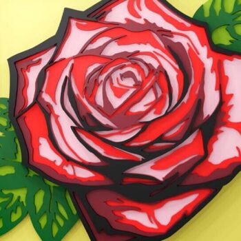 Intra απο ξύλο plywood 3mm-4mm πάχος – Αρχεία λέιζερ πολλαπλών επιπέδων Rose 3D Δίασταση  20x20 cm INTRAFABR-109001531 - Image 2