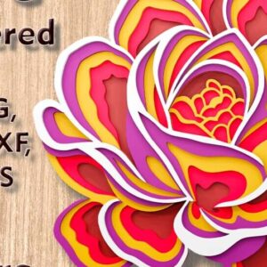 Intra απο ξύλο plywood 3mm-4mm πάχος – Αρχεία λέιζερ πολλαπλών επιπέδων Rose 3D Δίασταση  20x20 cm INTRAFABR-108943971