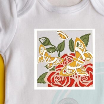 Intra απο ξύλο plywood 3mm-4mm πάχος – Rose and Butterflies 3D Δίασταση  20x20 cm INTRAFABR-56206294 - Image 7