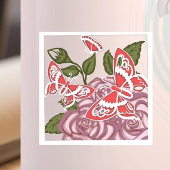 Intra απο ξύλο plywood 3mm-4mm πάχος – Rose and Butterflies 3D Δίασταση  20x20 cm INTRAFABR-56206294 - Image 10