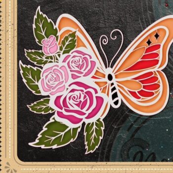 Intra απο ξύλο plywood 3mm-4mm πάχος – Rose and Butterfly 3D V.2 Δίασταση  20x20 cm INTRAFABR-57108996 - Image 5