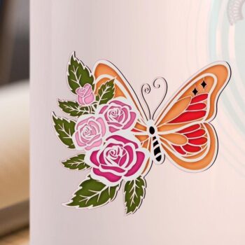 Intra απο ξύλο plywood 3mm-4mm πάχος – Rose and Butterfly 3D V.2 Δίασταση  20x20 cm INTRAFABR-57108996 - Image 7