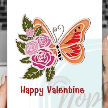 Intra απο ξύλο plywood 3mm-4mm πάχος – Rose and Butterfly 3D V.2 Δίασταση  20x20 cm INTRAFABR-57108996 - Image 10