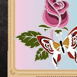 Intra απο ξύλο plywood 3mm-4mm πάχος – Rose and Butterfly 3D V.2 Δίασταση  20x20 cm INTRAFABR-56506239