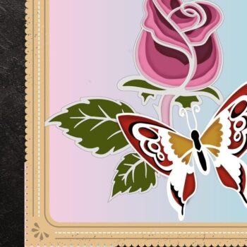 Intra απο ξύλο plywood 3mm-4mm πάχος – Rose and Butterfly 3D V.2 Δίασταση  20x20 cm INTRAFABR-56506239 - Image 9