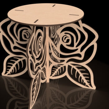 Intra απο ξύλο plywood 3mm-4mm πάχος – Rose Bloom Plant Pot Stand Δίασταση  20x20 cm INTRAFABR-118292813 - Image 1