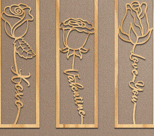 Intra απο ξύλο plywood 3mm-4mm πάχος –  κοπής με λέιζερ σελιδοδείκτης ROSE Δίασταση  20x20 cm INTRAFABR-64348924