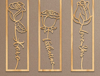 Intra απο ξύλο plywood 3mm-4mm πάχος –  κοπής με λέιζερ σελιδοδείκτης ROSE Δίασταση  20x20 cm INTRAFABR-64348924 - Image 1