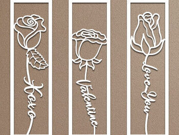 Intra απο ξύλο plywood 3mm-4mm πάχος –  κοπής με λέιζερ σελιδοδείκτης ROSE Δίασταση  20x20 cm INTRAFABR-64348924 - Image 3