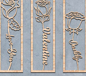 Intra απο ξύλο plywood 3mm-4mm πάχος –  κοπής με λέιζερ σελιδοδείκτης ROSE Δίασταση  20x20 cm INTRAFABR-64348888