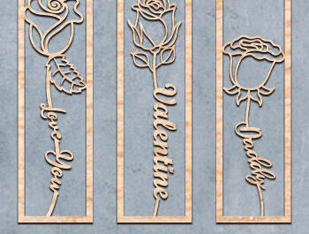 Intra απο ξύλο plywood 3mm-4mm πάχος –  κοπής με λέιζερ σελιδοδείκτης ROSE Δίασταση  20x20 cm INTRAFABR-64348888 - Image 1