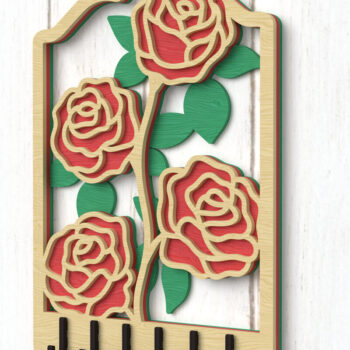 Intra απο ξύλο plywood 3mm-4mm πάχος – Rose Cluster Key Holder Cut Laser Δίασταση  20x20 cm INTRAFABR-112379999 - Image 1