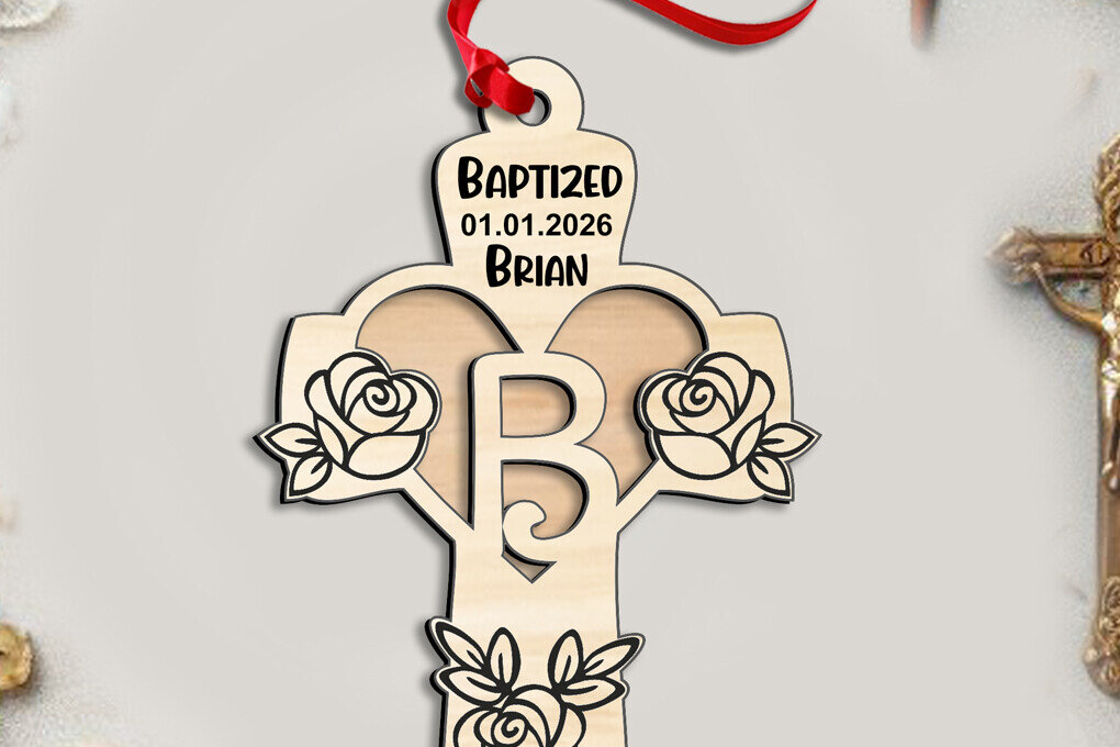 Intra απο ξύλο plywood 3mm-4mm πάχος – Τριαντάφυλλο Σταυρός Γράμμα Β Laser Στολίδι Δίασταση  20x20 cm INTRAFABR-116749143