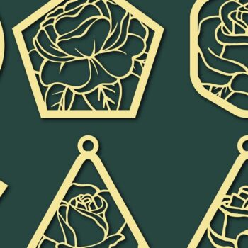 Intra απο ξύλο plywood 3mm-4mm πάχος – Σκουλαρίκι τριαντάφυλλο Πακέτο κοπής με λέιζερ Δίασταση  5x5 cm INTRAFABR-65522203 - Image 1