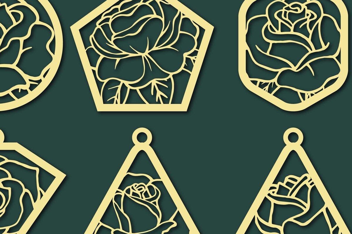 Intra απο ξύλο plywood 3mm-4mm πάχος – Σκουλαρίκι τριαντάφυλλο Πακέτο κοπής με λέιζερ Δίασταση  5x5 cm INTRAFABR-65522203